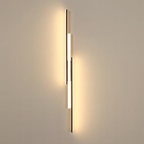 Comely Aplique Pared Interior 24W 2700LM, Lámpara de LED Mordern, 90CM Línea Negra Luz Pared para Salón Dormitorio Sala Pasillo Escalera, Blanco Cálido 3000K