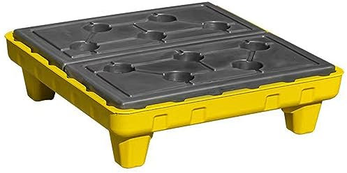 LTFCFZQ Vassoio di contenimento per perdite di Serbatoi di Petrolio, Pallet di contenimento per perdite in polietilene Giallo e Nero, Piattaforma modulare con griglia Superiore Piatta, Vassoio Anti-