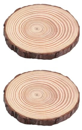 2 stycken träskivor, trädskivor 30 cm dekoration, runda naturträskivor, bordsdekoration, oavslutade träcirklar, träskivor dekoration, för bröllop, gör-det-själv, juldekoration, hantverk (28–