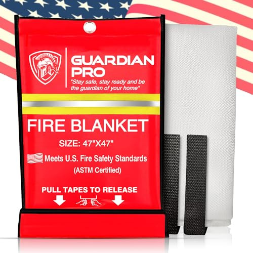 Emergency Fire Blanket for Home and Kitchen - 47x47 - Must Have Fire Protection - Fire Suppression Fiberglass Fire Blankets for House Camping Car Office Emergency Survival Safety (1 Pack)