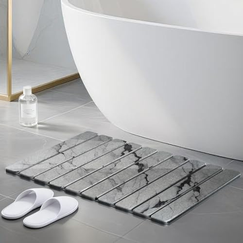 Dufuso Alfombra Diatomita Baño 60x40cm, Plegable Natural Tierra Bath Mat Secado Rápido, Alfombrilla Piedra Diatomita Super Absorbente, Alfombrilla de Ducha para baño, Casa y Cocina