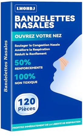 120 Pièces Nasal Strips Bandelette Nasales,Dispositifs anti Ronflement Efficace Puissant,Ecarteur Nasal Taille Large Patch Anti Bandelette Nasales Pour une Meilleure Respiration