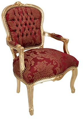 Way Home Store Barock-Sessel im französischen Stil Luigi XVI Luigi Gold und Rot