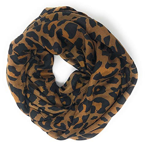 Nickanny's Premium Soft Brown Animal Leopard Print Sheer Infinity Loop Scarf