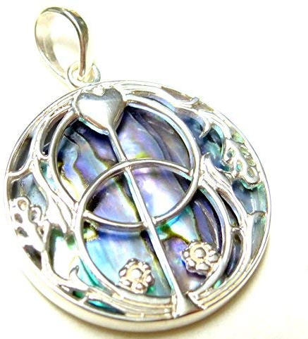 Kedjehänge, silver, motiv Avalon, med abalonskal, bearbetat av sterlingsilver, Sterlingsilver, Abalone