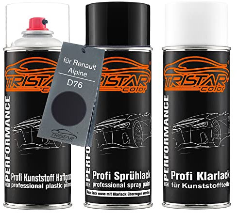 TRISTARcolor Pintura automotriz Set de botes de spray para plástico para Renault/Alpine D76 Violet Empereur Nacre Base adherente pintura base pintura transparente con plastificante
