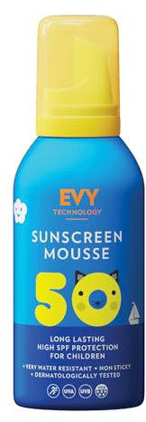 EVY Babies und Kids Sonnencreme Mousse LSF 50 - parfümfrei - schweiß- und wasserfester Sonnenschutz für Kinder ab 6 Monaten