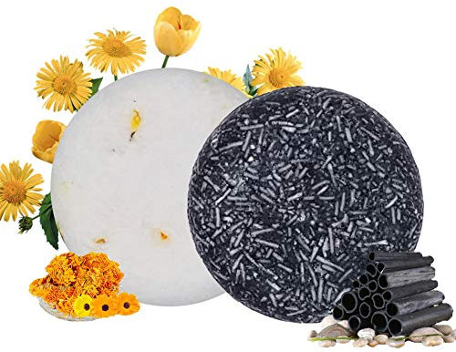 VERT 100% Natural Shampoo Bar for Hair 2 Pieces Solid Shampoo Soap for Treated Dry Damaged Hair Vegetarian Plant Essence Helps Stop Hair Loss and Promotes Healthy Hair Growth 4.2oz (Bamboo Charcoal)