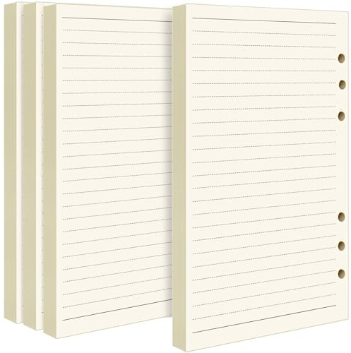 FANDAMEI A5 6-Hole Punched Lined Refill Paper - 360 Pages/180 Sheets for Organiser Planner in Office School