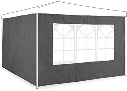 Relaxdays Set 2 Paneles Laterales Carpa, 2x3 m, Cortinas Cenador, con Ventana, Impermeables, Lonas Cierre Pérgola, Gris