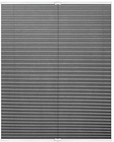 Lichtblick Plissee Klemmfix, ohne Bohren, verspannt, lichtdurchlässig, Blickdicht, Uni, mit eleganter Crushed Optik Hellgrau,110 cm x 130 cm (B x L)