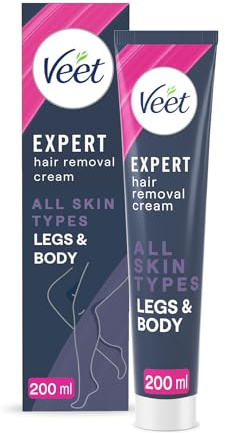 Veet Expert Hair Removal Cream, All Skin Types Including Sensitive Skin, Legs & Body, 200 ml