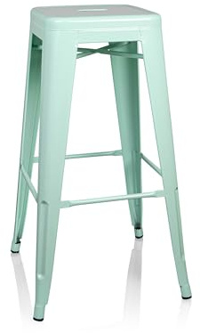 hjh OFFICE 645017 Taburete de Bar VANTAGGIO High Metal Verde Pastel Mate Taburete Retro de diseño Industrial, apilable