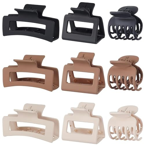 Pinzas para el cabello de 3 estilos, 9 pinzas medianas para mujer, rectangulares para cabello grueso, cuadradas para cabello fino, accesorios para el cabello