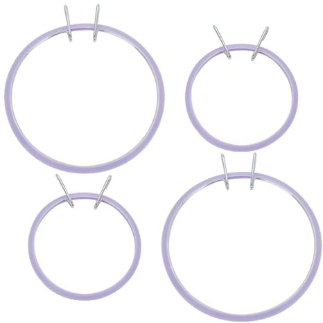 WEBEEDY 4 aros de metal de 2 tamaños para bordar con tensión de resorte, aros de zurdo, aro de punto de cruz, marco redondo para coser a mano y principiantes de punto de cruz, 17,2/11,9 cm