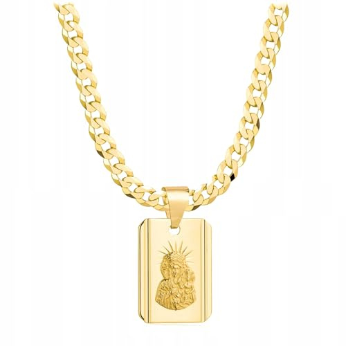 AMAR OPRAVA Herren Goldkette 585, Kette Gold 60 cm, 925/585 - Königskette - Schmuck, goldene Wundertätige Medaille Maria Kette - Geschenk