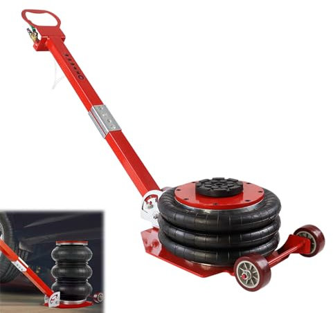 LILIIN Sollevatore pneumatico 3T per auto, 150 – 400 mm, altezza di sollevamento, cric ad aria con manico, cric per la riparazione, rosso e nero