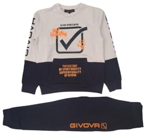 GIVOVA Tuta da Ginnastica per Ragazzi, Completo Sportivo in Felpa per Calcio, Palestra e Tempo Libero, Vari Modelli (7431t00009 Beige, 10 Anni)