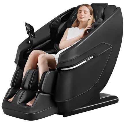 ROTAI Sillon de Masaje Eléctrico Shiatsu con Calefacción, Sillón Relax Reclinable 3D, Silla Masajeador Profesional para Espalda y Cuello, Gravedad Cero, para Hogar y Oficina (Negro)