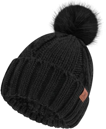Bequemer Laden Gorro Termico Gorro Pompon Mujer con Forro Fleece Caliente