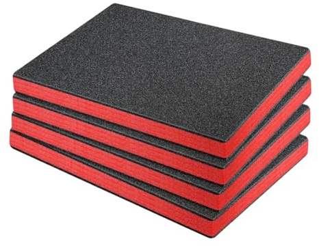 F Fityle Lot de 4 Inserts en Mousse EPE pour Étuis, Mousse de Protection Résistants aux Chocs, Surface Pratique et Découpable pour Tiroirs, Boîtes à Outils, 42,5 cm x 28,5 cm x 5 cm