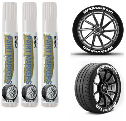 YCZCHE14 Lot de 4 Stylos à Pneus Blancs étanches, Pneu Peinture Stylo Imperméable, Feutre Pneu Pour pneus de voiture et moto