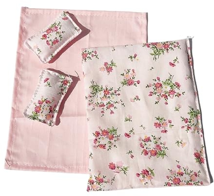 carotoe Interactive Doll House Bedding Set With Removable Sheet Quilt Pillow For Kids Educational Play Miniature Scene Display Doll House Bedding