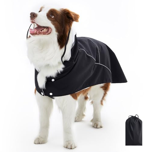 Fyorbietail Waterproof Dog Raincoat, Black, M