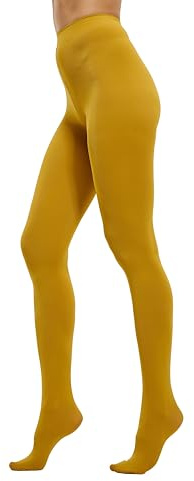 HeyUU Ladies Collants semi-opaques colorés 80 DEN Collants de soutien en microfibre(Moutarde,L-XL)