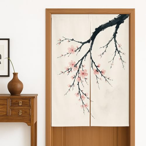 Feblilac Japanese Noren Doorway Curtain Asian Traditional Ink Painting Door Curtain 33.5x 55 Tapestry for Kitchen Bistro Partition Shading Home Decorative