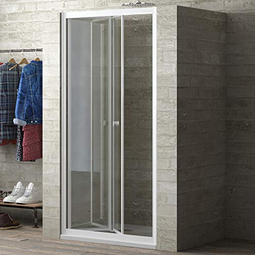 Ogomondo Porta Doccia a Soffietto Book Cristallo Temprato Bianco (1, 86-90xh190 cm Trasparente)