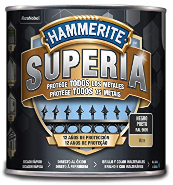 Hammerite Esmalte antioxidante al agua, Negro, 2,5 L