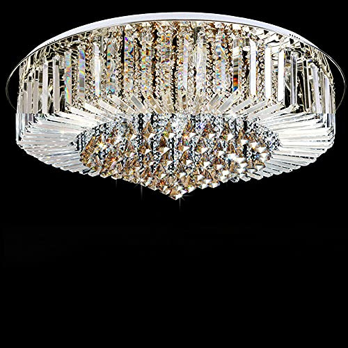 Fetcoi kristallkrona, 220 V modern ljuskrona klar kristalldroppar taklampa för hall, vardagsrum, sovrum, matsal (6 ljus/50 x 25 cm)