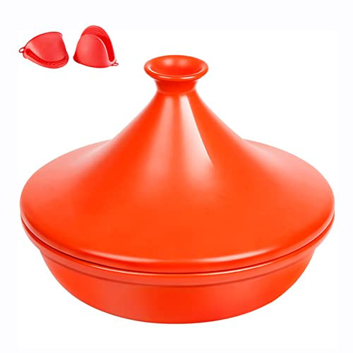 YLWX Tajine Terracotta Marocchina, Tajine Pentola Di Coccio, Pentola Di Terracotta Fatta a Mano, Ceramica a Cottura Lenta, Smaltata Sicura Senza Piombo (Color : Red)