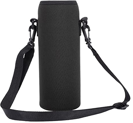 KIMISS Cubierta de la Botella Cubierta de la Botella Portador de Neopreno Al Aire 1000Ml Botella de Agua Cubierta Aislada Bolsa de Transporte de Neopreno Bolsa con Correa (Negro)