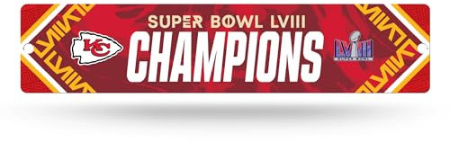Rico Industries NFL Football Kansas City Chiefs 2024 Super Bowl LVIII Champions Plastic 4 x 16 Street Sign
