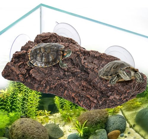 ZENFUN Turtle Basking Platform, Fish Tank Aquarium Tortoise Climbing Platform with 3 Suction Cups, Baby Tortoise Resting Terrace, Climbing Ramp Shale Reptiles Dock for Terrapins, Frogs