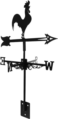 Segnavento da tetto a forma di gallo, gallina, con montaggio sul tetto, decorazione per fienile, cortile, gallo, in ferro battuto, colore: nero