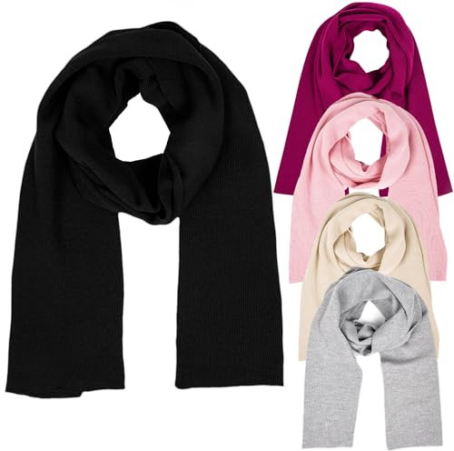 molti Schal Damen Herbst Winter Wolle langer Winterschal warm weich, mehr farbige, 204 x 24 cm (Beige)