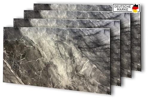 AS Country Stone Wandpaneele in Marmoroptik | 60x120 cm | 4 Stück | PVC Wandverkleidung aus Kunststoffplatten für Küche, Bad & mehr | Küchenrückwand Platte Wandpaneel | Shadow