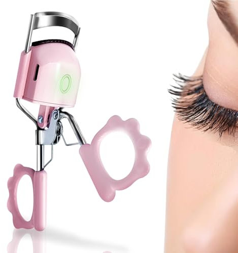 Pinkiou Heated Eyelash Curler for Women,Electric Eyelash Curler with USB Charging Temperature Adjustable Silicone Pad for Quick Heating Curler for Eyelash