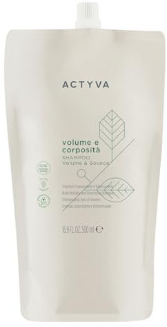 Actyva - Volume e Corposità Shampoo, per Capelli Fini ad Azione Volumizzante con Semi di Lino, Senza Siliconi - 500 ml