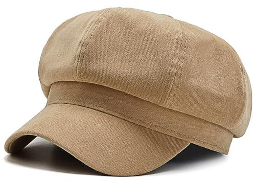 MUNSKT Women's Beret Hat Newsboy Beret Cap Women's Balloon Hat with Visor for Four Seasons, Women Baker Boy Hat (DE/NL/SE/PL, Alphanumerisch, Einheitsgröße, M, Khaki)