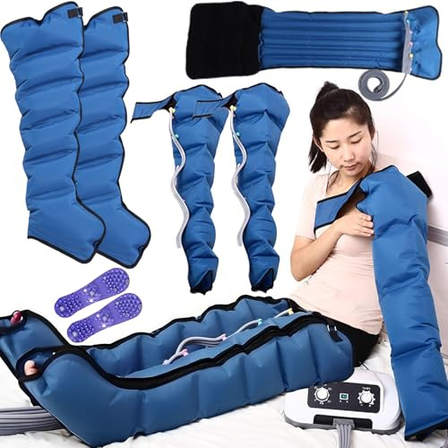 Electric Air Compression Boots Recovery System | Lymfatisk Dräneringsbenmassager, Sekventiell Kompression För Cirkulation Armben Midja Wraps Foot Ankles Calf Massage Machine Relax, 6 Cavity