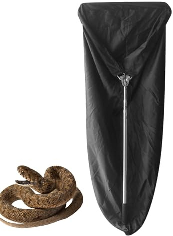 Gancho de serpiente, gancho retráctil para reptiles, bolsa extensible de acero inoxidable, herramienta de sujeción de serpiente para un manejo seguro de serpientes y captura de serpientes de cascabel