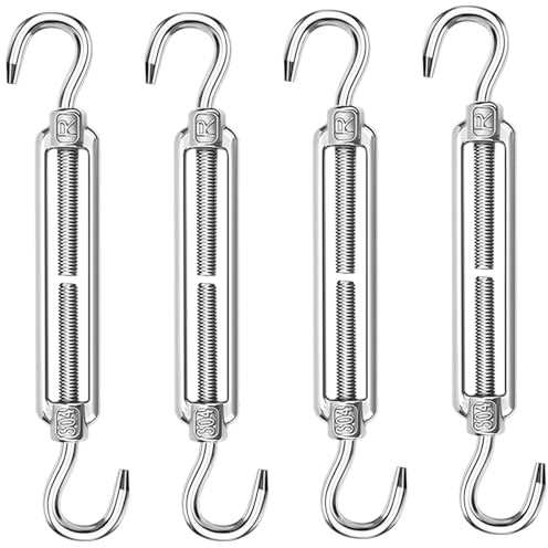 ANOMM 4Pz M6 Tenditore, Tiranti per Filo Acciaio 304 Inox con 2 Ganci