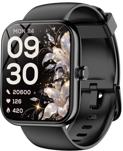 Montre intelligente avec Alexa intégrée, traqueur de fitness HD de 4,6 cm avec appels/messages Bluetooth, étanchéité IP68, plus de 120 modes sportifs, fréquence cardiaque/sommeil 24h/24, 7j/7