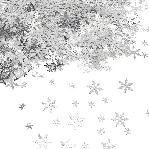 Sliver 50g Christmas Sequin Flakes - Best Christmas Decorations for Crafts, Card Making, Cake & Party Snowflake Decorations