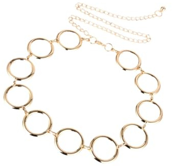 Warmhm Ceinture Dore Femme en Métal Chaîne Géométrique Ronde, Design Minimaliste Chic pour Usage Quotidien et Soirées, Accessoire Mode