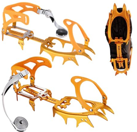 Grampones De Hielo Para Calzado Y Botas - Herramienta De Tracción Antideslizante Con 14 Garras De Aluminio Ligero | Grampón De Tracción Para Nieve | Para Botas De Mujer Invierno Senderismo Escalada Ca